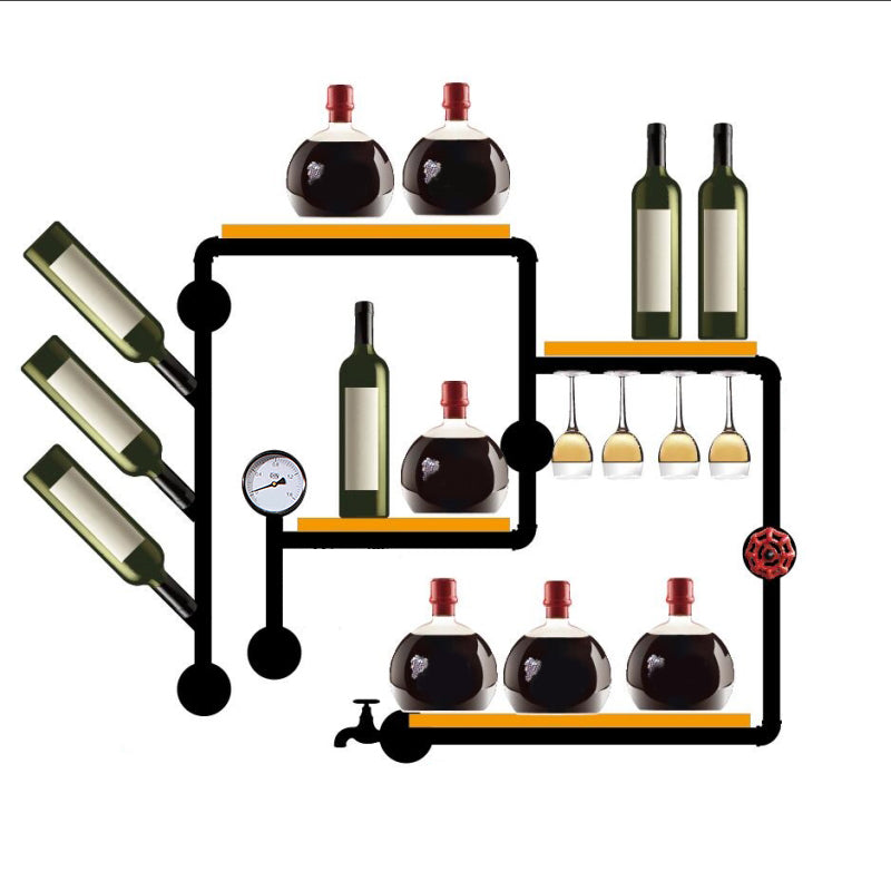 Matte Black Solid Wood Wine Rack Bottle Industrial Wall Mounted Bottle Rack Wood and Metal