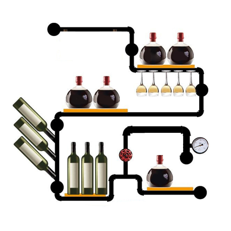 Matte Black Solid Wood Wine Rack Bottle Industrial Wall Mounted Bottle Rack Wood and Metal