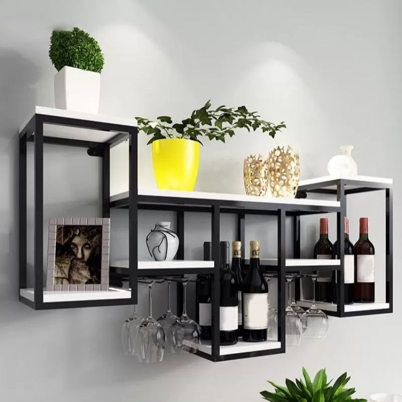 Industrial Wall Mounted Metal Wine Racks 8"W X 24"H Wine Racks for Living Room