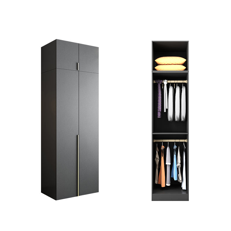 Black Storage Cabinet with Garment Rod Modern Manufactured Wood Cabinet for Bedroom