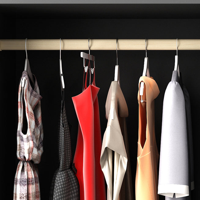 Black Storage Cabinet with Garment Rod Modern Manufactured Wood Cabinet for Bedroom