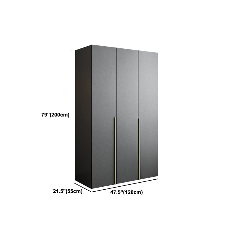 Black Storage Cabinet with Garment Rod Modern Manufactured Wood Cabinet for Bedroom