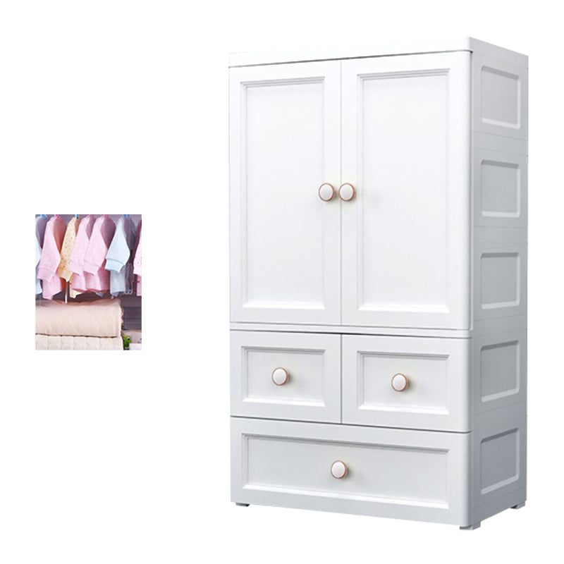 White and Grey Wardrobe Armoire Contemporary Plastic Wardrobe