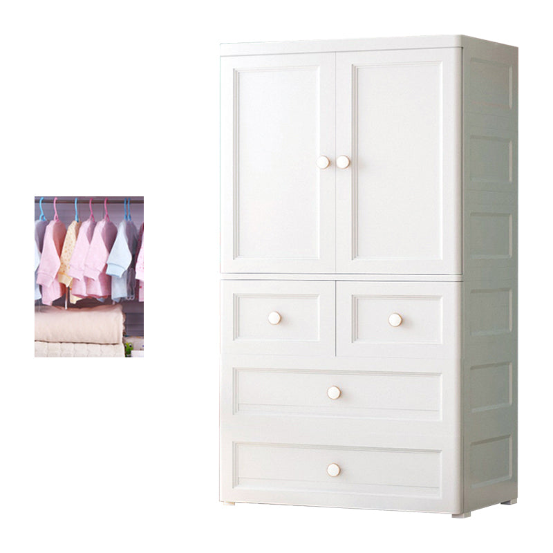 White and Grey Wardrobe Armoire Contemporary Plastic Wardrobe