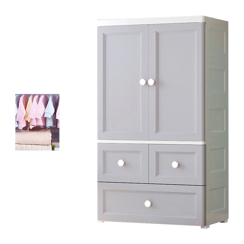 White and Grey Wardrobe Armoire Contemporary Plastic Wardrobe