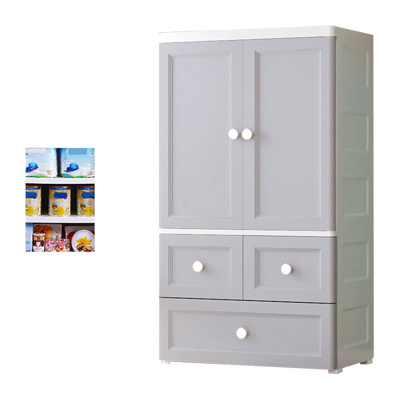 White and Grey Wardrobe Armoire Contemporary Plastic Wardrobe