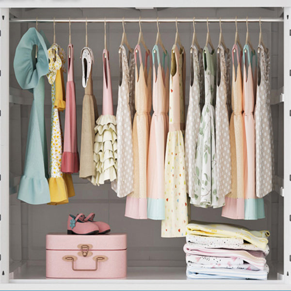 White and Grey Wardrobe Armoire Contemporary Plastic Wardrobe