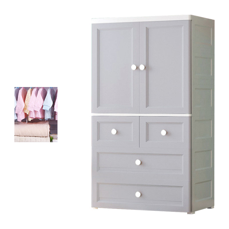White and Grey Wardrobe Armoire Contemporary Plastic Wardrobe