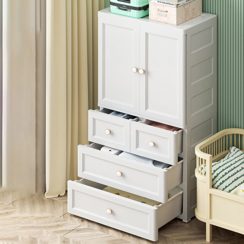 White and Grey Wardrobe Armoire Contemporary Plastic Wardrobe