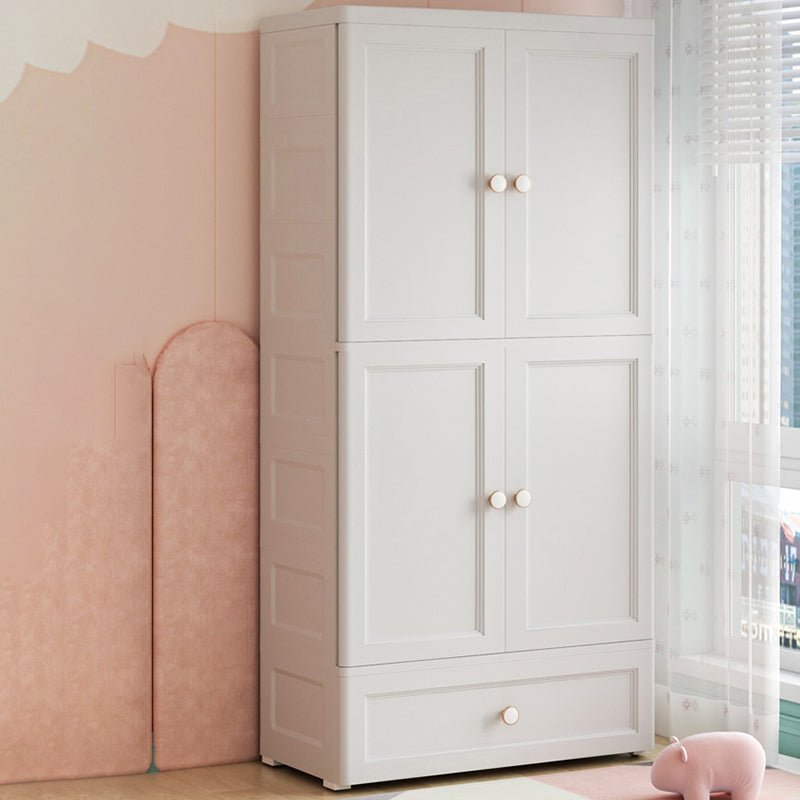 White and Grey Wardrobe Armoire Contemporary Plastic Wardrobe