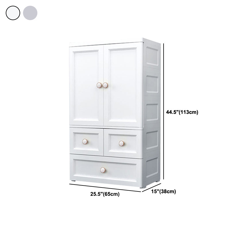White and Grey Wardrobe Armoire Contemporary Plastic Wardrobe