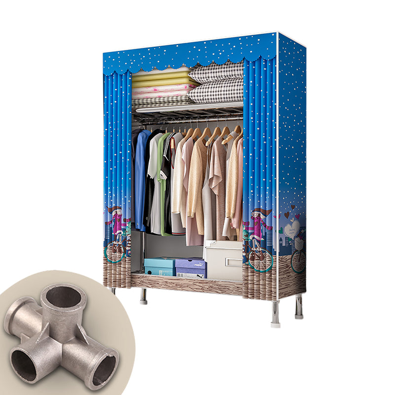 Metal Frame Home Wardrobe Armoire Modern Style Wardrobe with Shelves