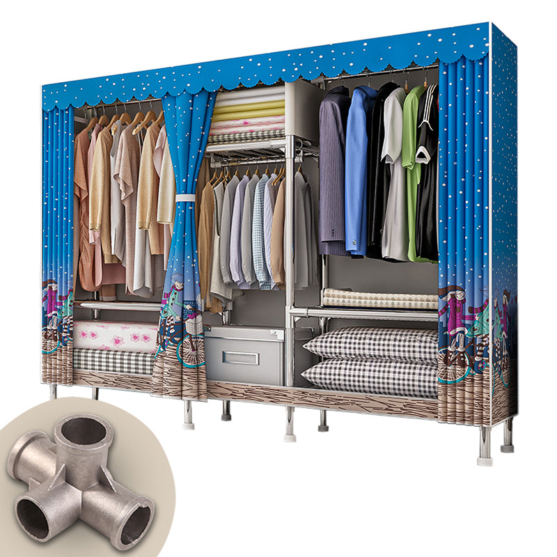 Metal Frame Home Wardrobe Armoire Modern Style Wardrobe with Shelves