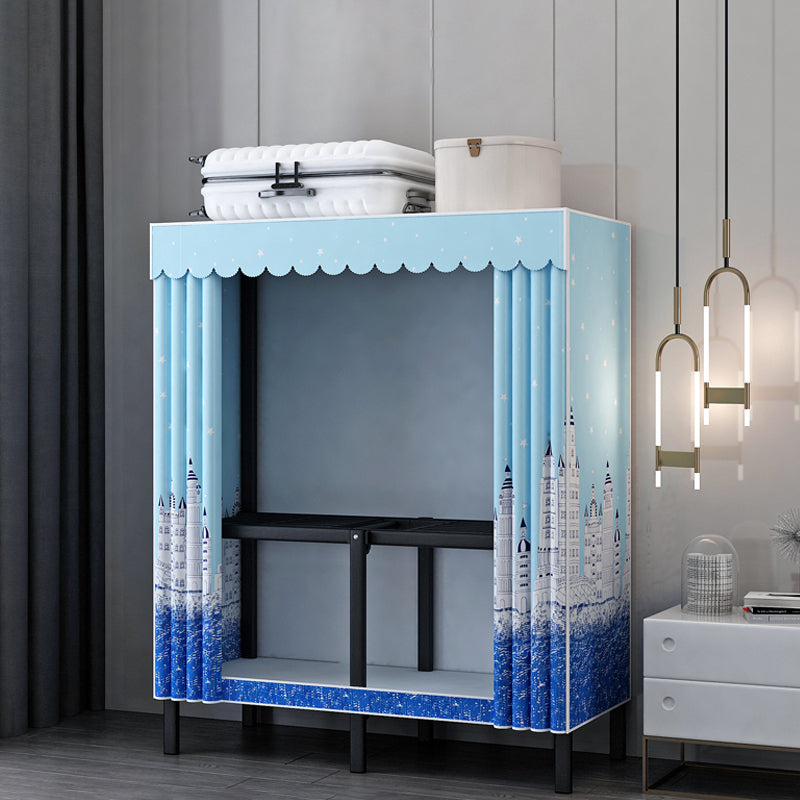 Black Steel Frame Wardrobe Contemporary Folding Wardrobe Armoire