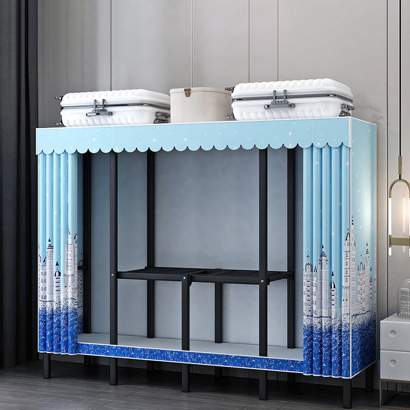 Black Steel Frame Wardrobe Contemporary Folding Wardrobe Armoire