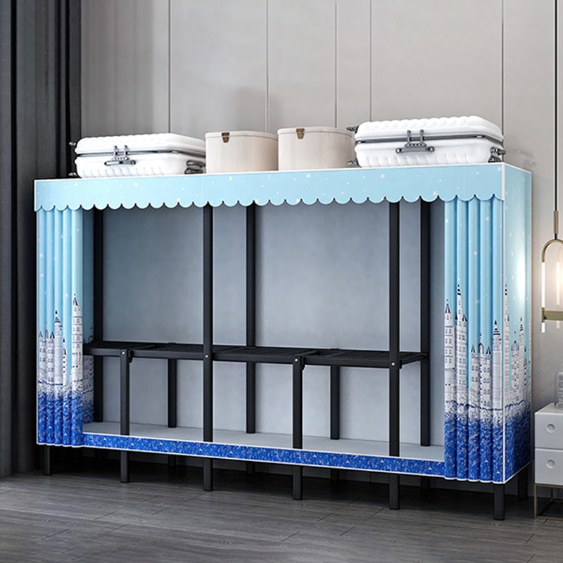 Black Steel Frame Wardrobe Contemporary Folding Wardrobe Armoire