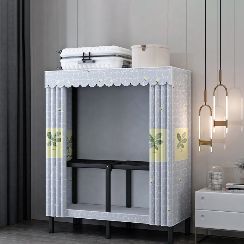 Black Steel Frame Wardrobe Contemporary Folding Wardrobe Armoire