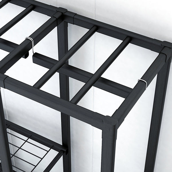 Black Steel Frame Wardrobe Contemporary Folding Wardrobe Armoire