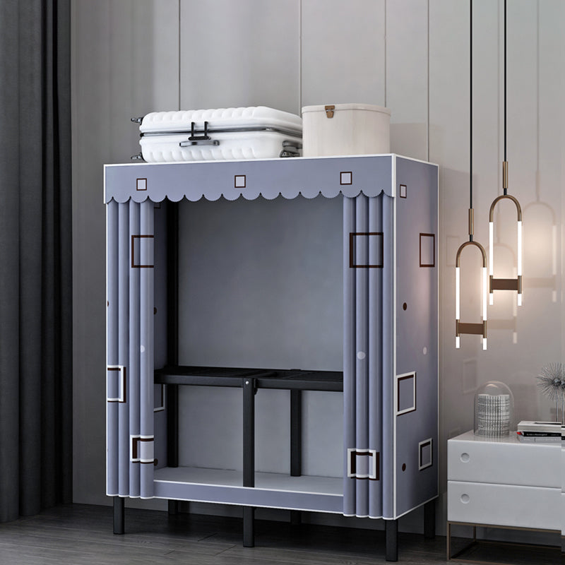 Black Steel Frame Wardrobe Contemporary Folding Wardrobe Armoire