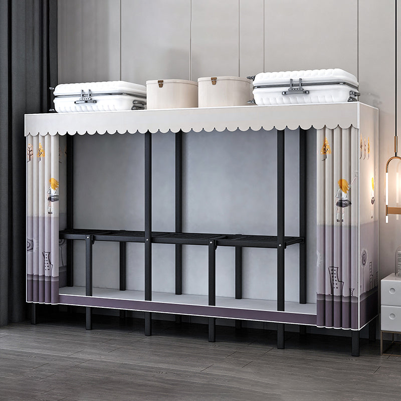 Black Steel Frame Wardrobe Contemporary Folding Wardrobe Armoire