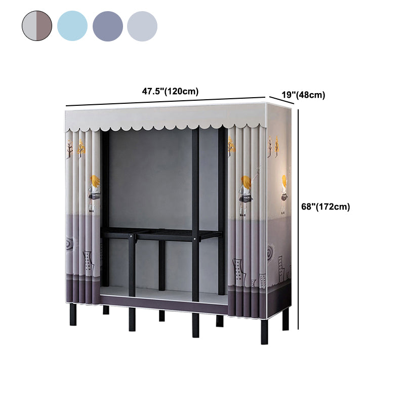 Black Steel Frame Wardrobe Contemporary Folding Wardrobe Armoire