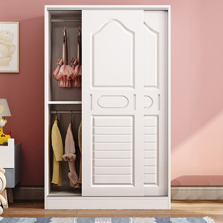 Contemporary Wood Wardrobe 2-Door Wardrobe Closet for Bedroom