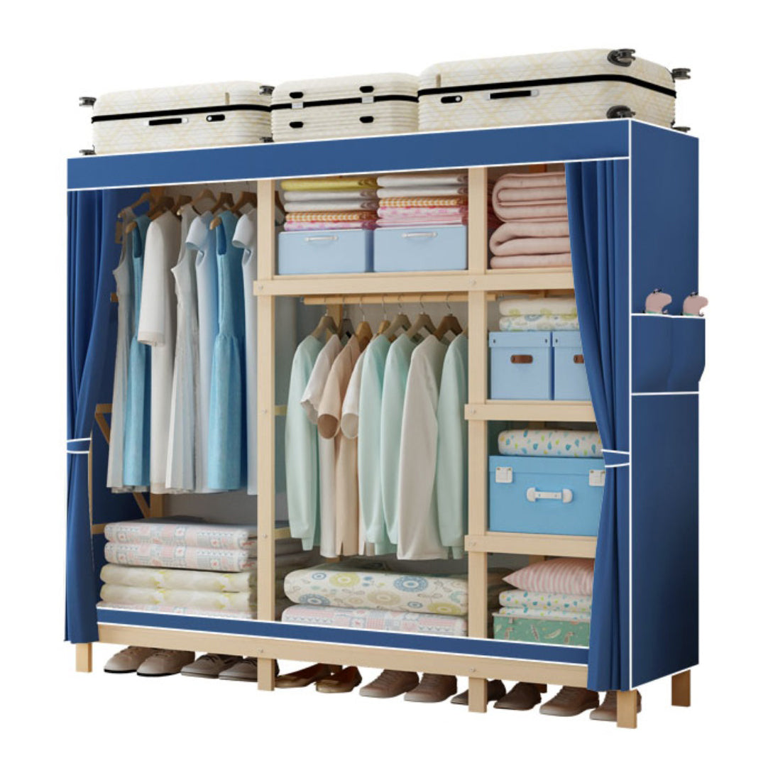 Contemporary Style Wardrobe Pine Solid Wood Wardrobe Closet with Legs