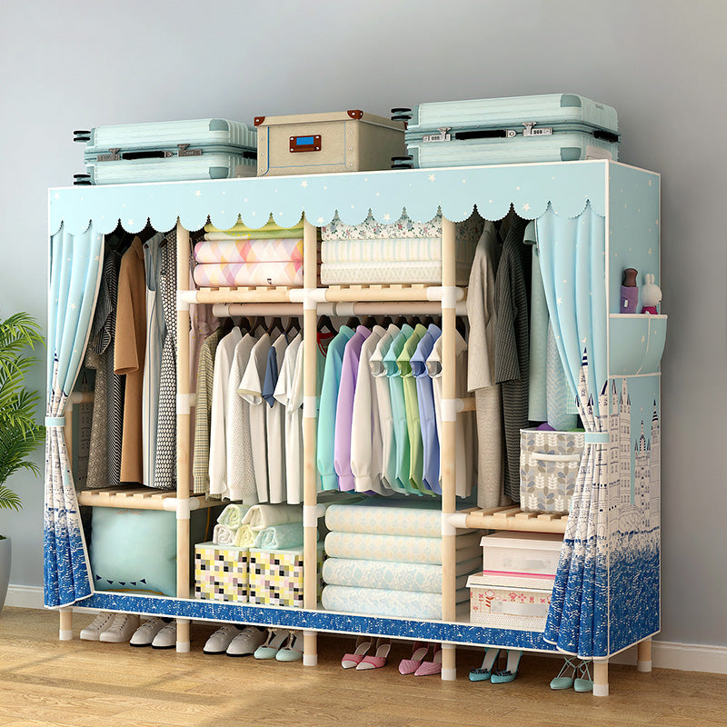 Contemporary Style Wardrobe Solid Wood Wardrobe Closet with Legs