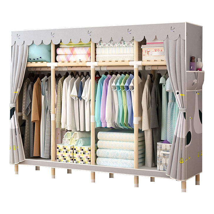 Contemporary Style Wardrobe Solid Wood Wardrobe Closet with Legs