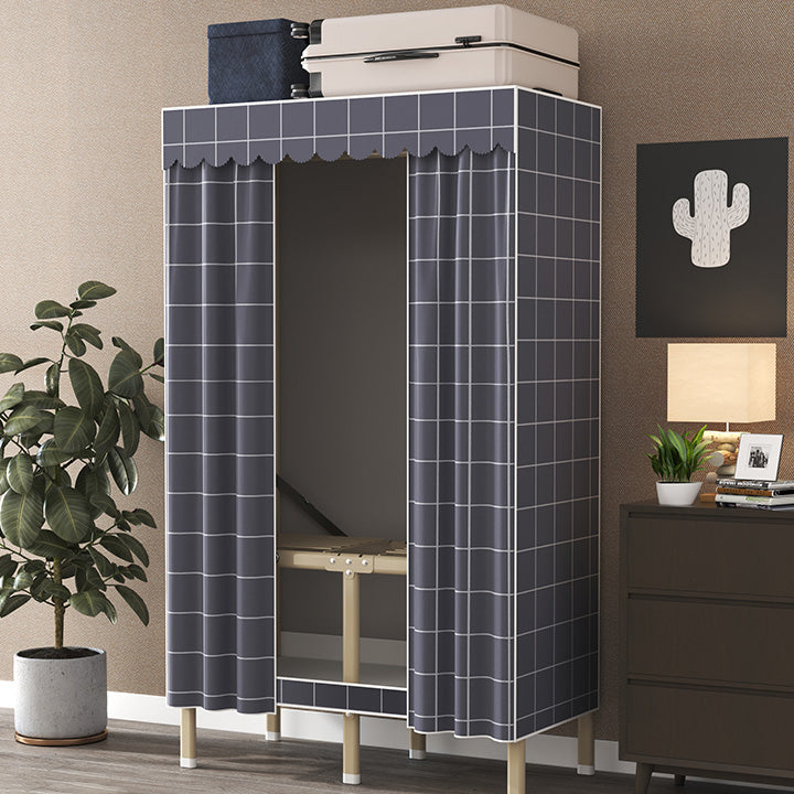 Contemporary Style Metal Wardrobe Cloth Rod Included Wardrobe Closet