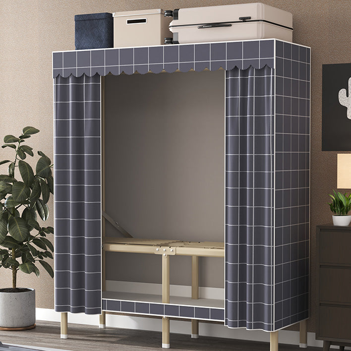 Contemporary Style Metal Wardrobe Cloth Rod Included Wardrobe Closet