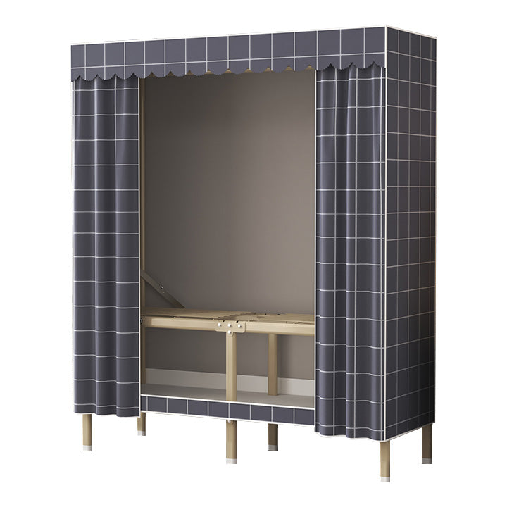 Contemporary Style Metal Wardrobe Cloth Rod Included Wardrobe Closet