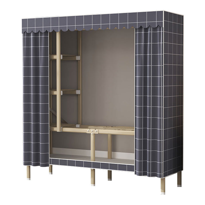 Contemporary Style Metal Wardrobe Cloth Rod Included Wardrobe Closet