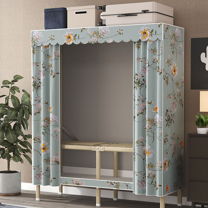 Contemporary Style Metal Wardrobe Cloth Rod Included Wardrobe Closet