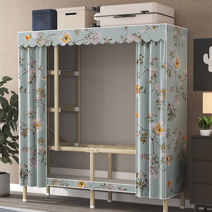 Contemporary Style Metal Wardrobe Cloth Rod Included Wardrobe Closet