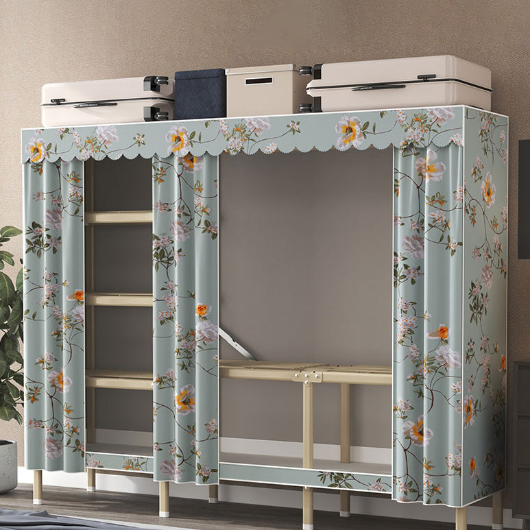 Contemporary Style Metal Wardrobe Cloth Rod Included Wardrobe Closet