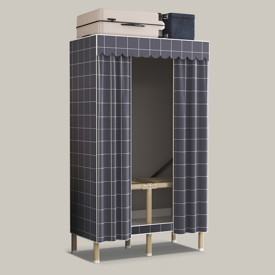 Contemporary Style Metal Wardrobe Cloth Rod Included Wardrobe Closet