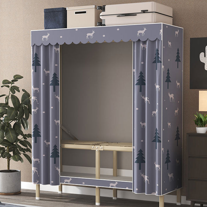Contemporary Style Metal Wardrobe Cloth Rod Included Wardrobe Closet