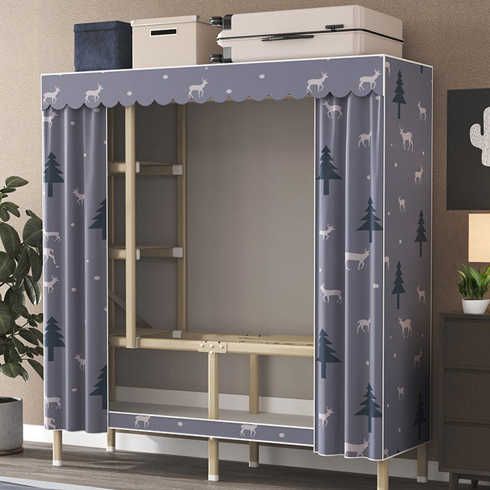 Contemporary Style Metal Wardrobe Cloth Rod Included Wardrobe Closet
