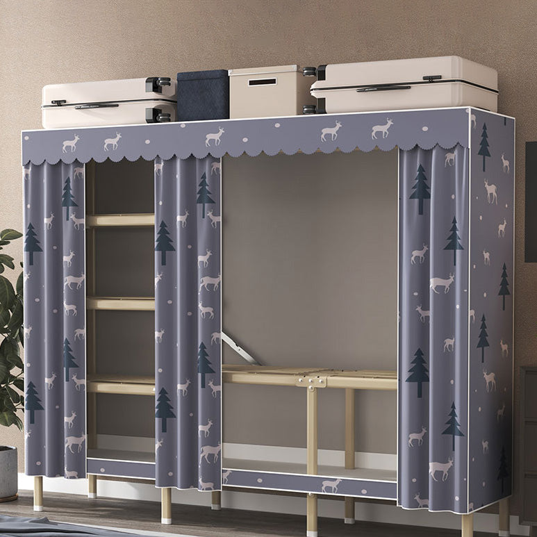 Contemporary Style Metal Wardrobe Cloth Rod Included Wardrobe Closet