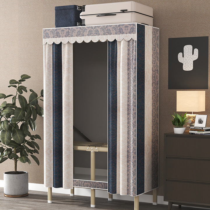 Contemporary Style Metal Wardrobe Cloth Rod Included Wardrobe Closet