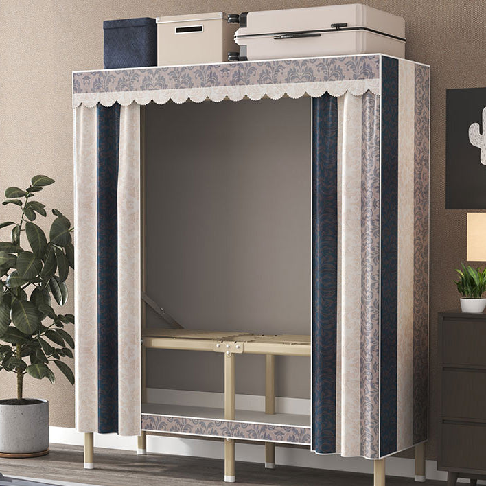 Contemporary Style Metal Wardrobe Cloth Rod Included Wardrobe Closet