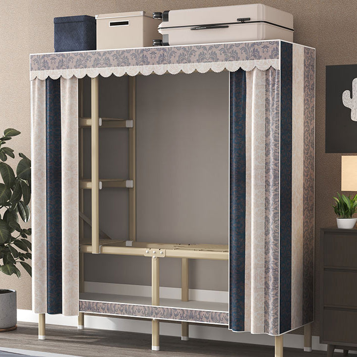 Contemporary Style Metal Wardrobe Cloth Rod Included Wardrobe Closet