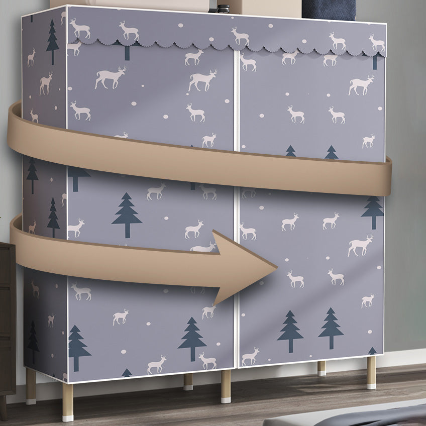 Contemporary Style Metal Wardrobe Cloth Rod Included Wardrobe Closet