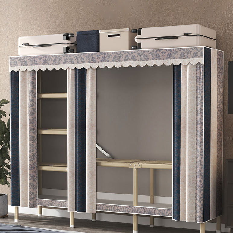 Contemporary Style Metal Wardrobe Cloth Rod Included Wardrobe Closet