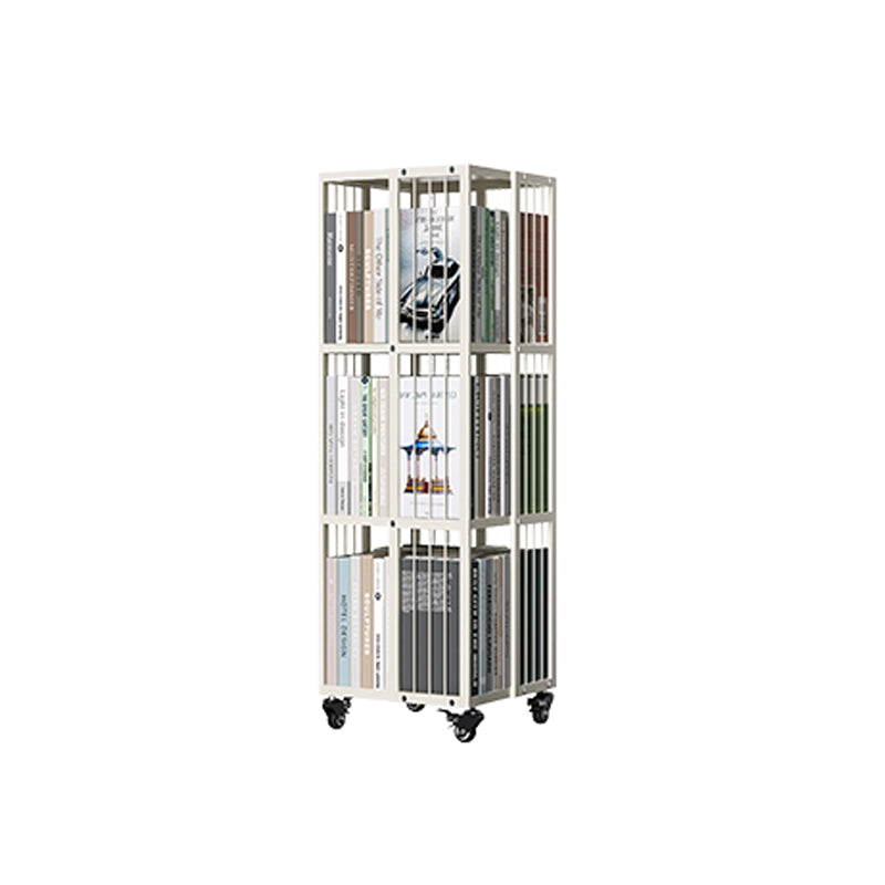 Modern Metal Bookshelf Pure White Standard Open Shelf Vertical Bookcase