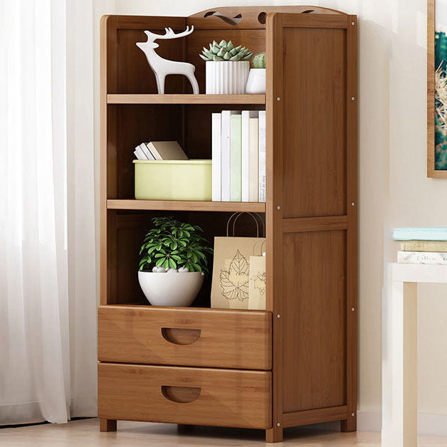 Contemporary Floor Closed Back Bookshelf Bamboo Home Shelf Bookcase