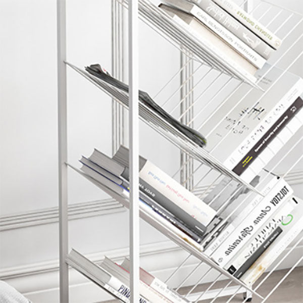 Modern Etagere Metal Bookcase White Vertical Shelf Bookcase for Study Room