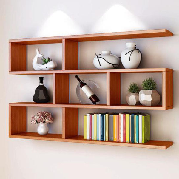 Modern Floating Bookcase with Shelves Geometric Bookshelf for Living Room
