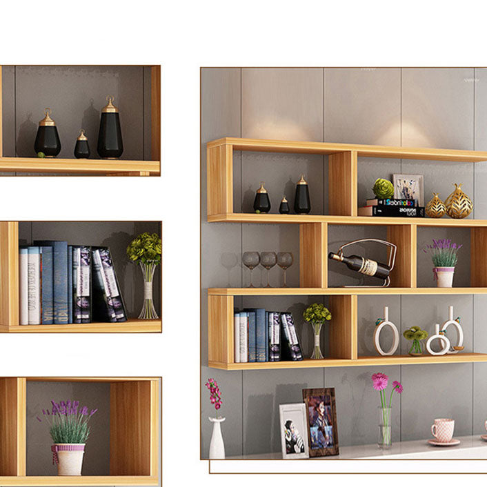 Modern Floating Bookcase with Shelves Geometric Bookshelf for Living Room